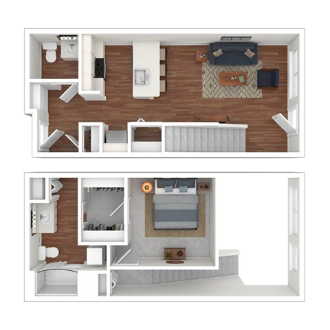 Floor plan for 1 bed, 1 bath, 761 sqft